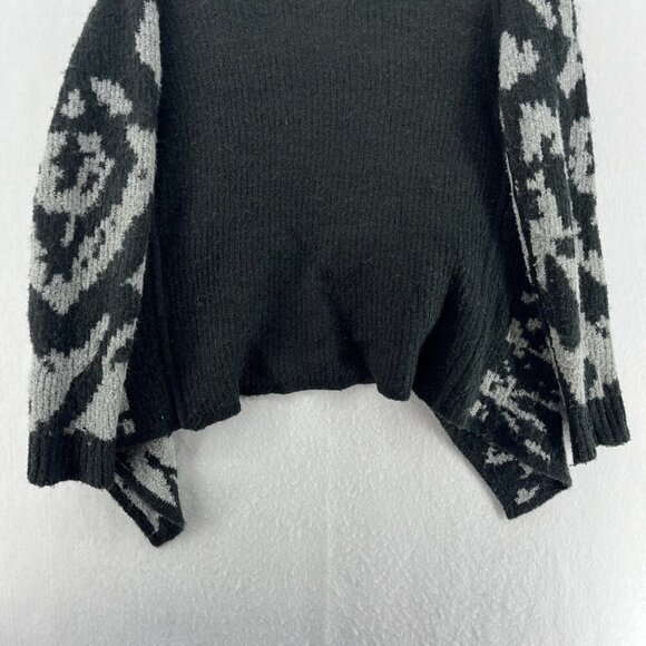 Prana Alberta Reversible Sweater Women M Black Gray Abstract Open Front Cardigan - Picture 10 of 14